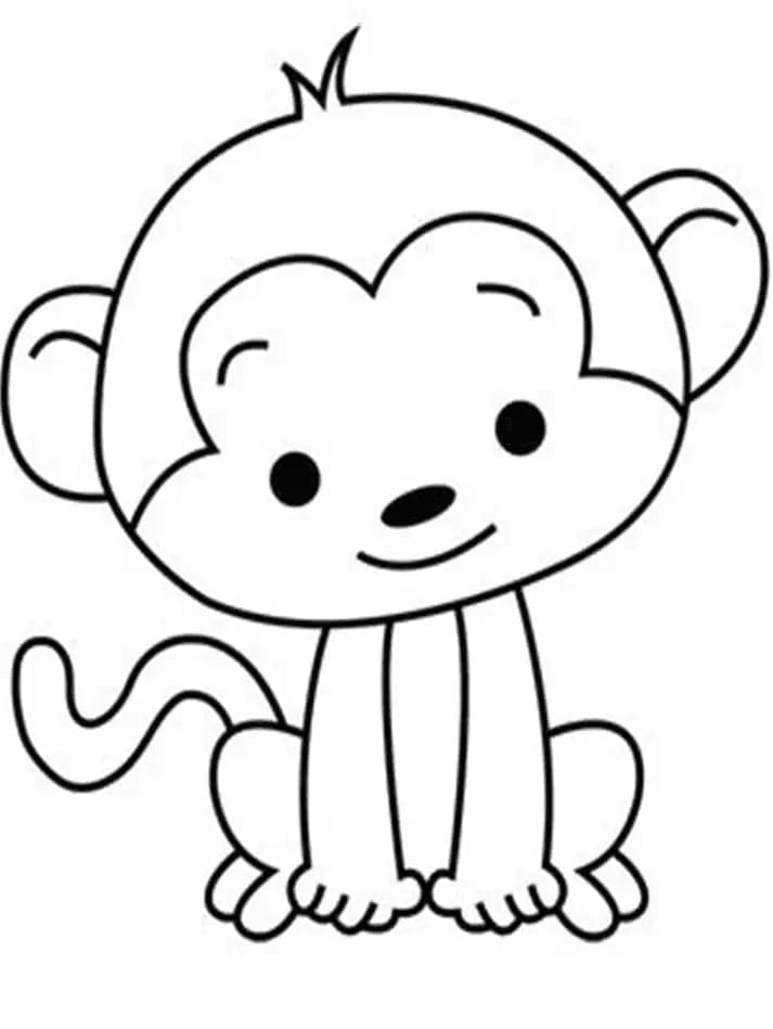 Desenho de Macaco Fofo para Colorir