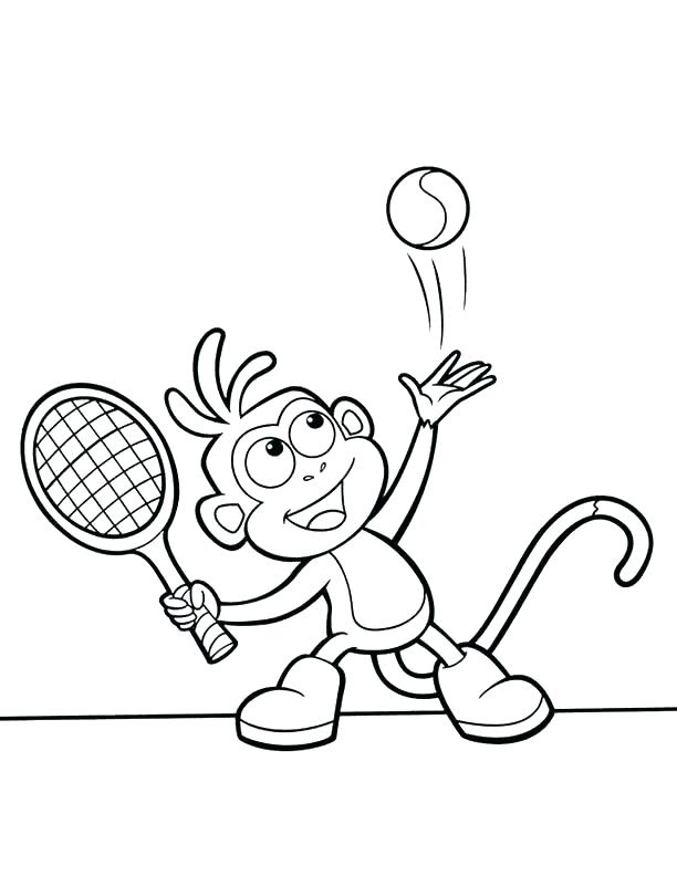 Desenho de Macaco Jogando Tênis para Colorir