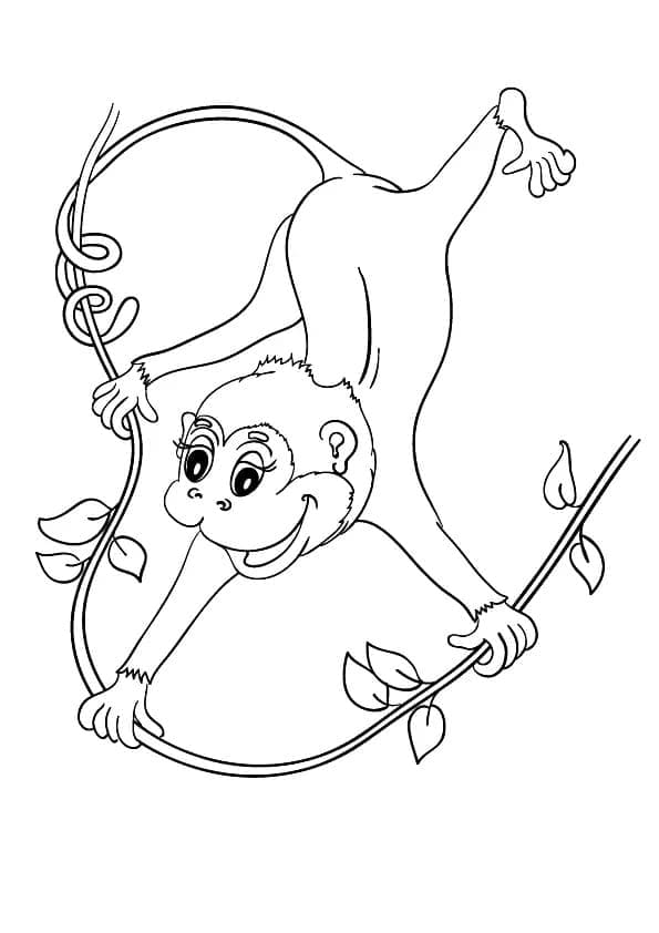 Desenho de Macaco Muito Feliz para Colorir