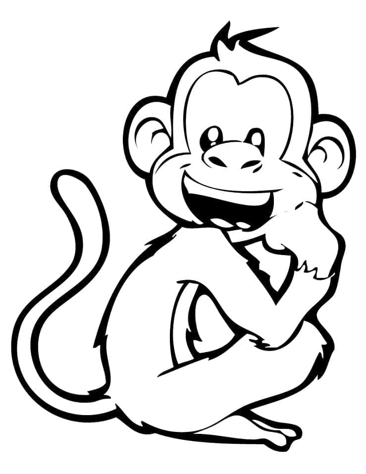 Desenho de Macaco Rindo para Colorir
