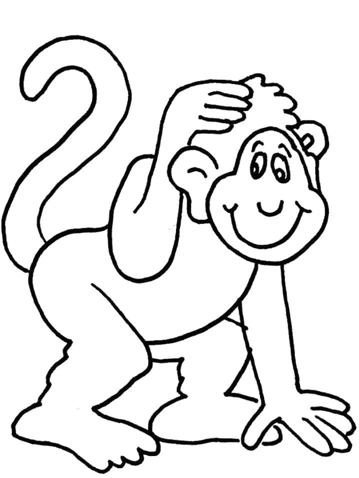 Desenho de Macaco Sorridente para Colorir