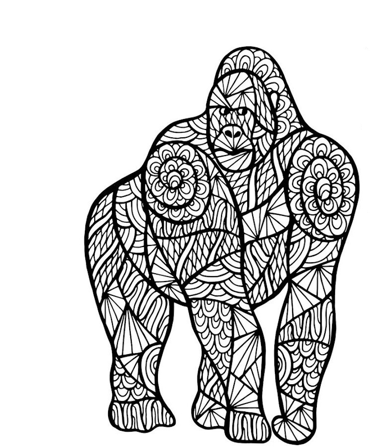 Desenho de Mandala de Macaco Pdf para Colorir