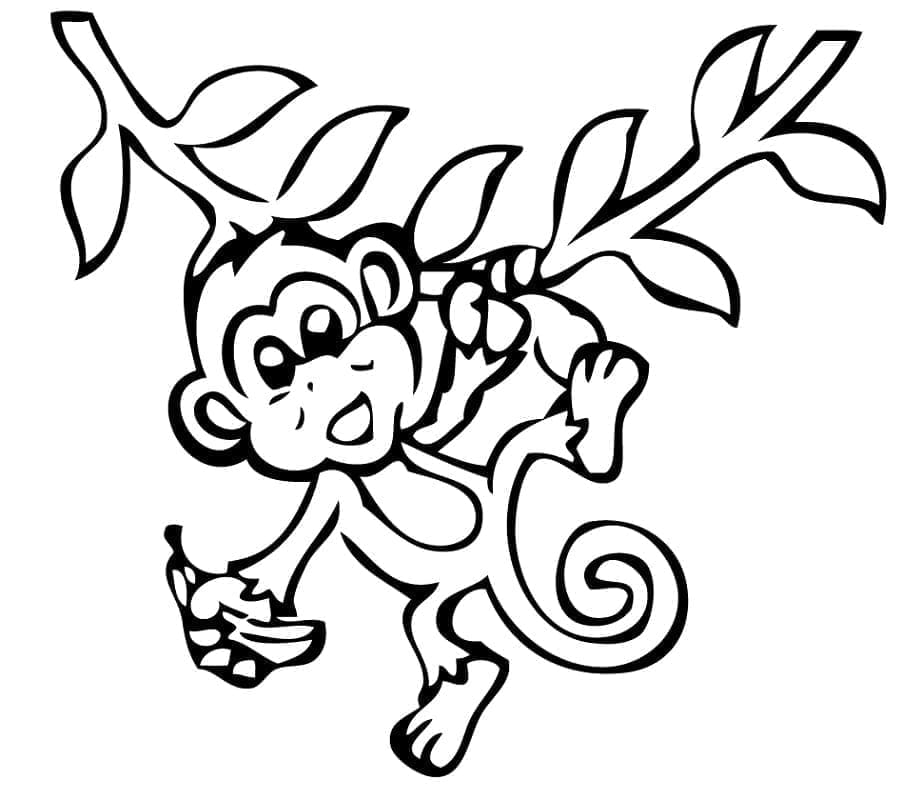 Desenho de Pequeno Macaco para Colorir