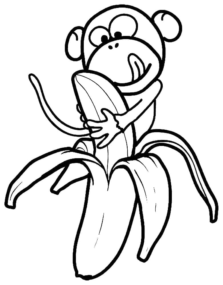 Desenho de um Macaco com Banana para Colorir