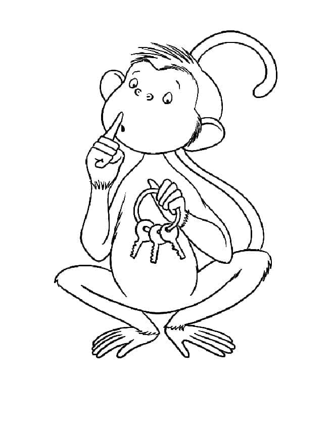 Desenho de um Macaco Curioso para Colorir