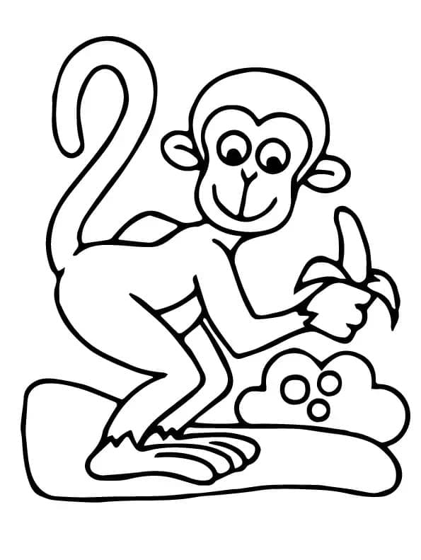 Desenho de um Macaco e Banana para Colorir