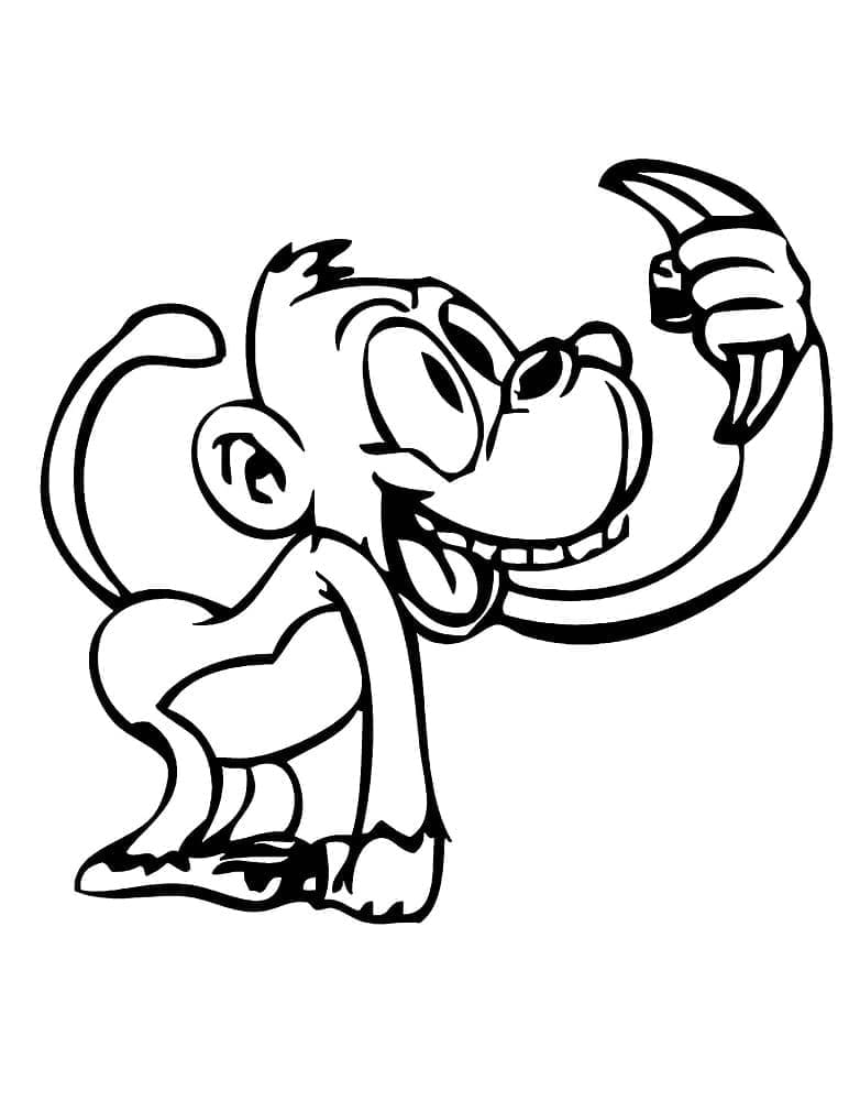 Desenho de um Macaco e uma Banana para Colorir