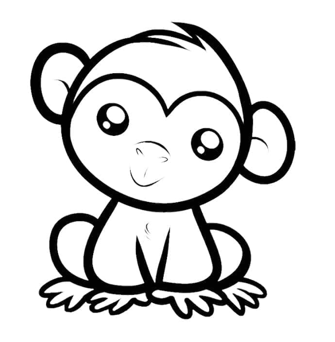 Desenho de um Macaco Kawaii para Colorir