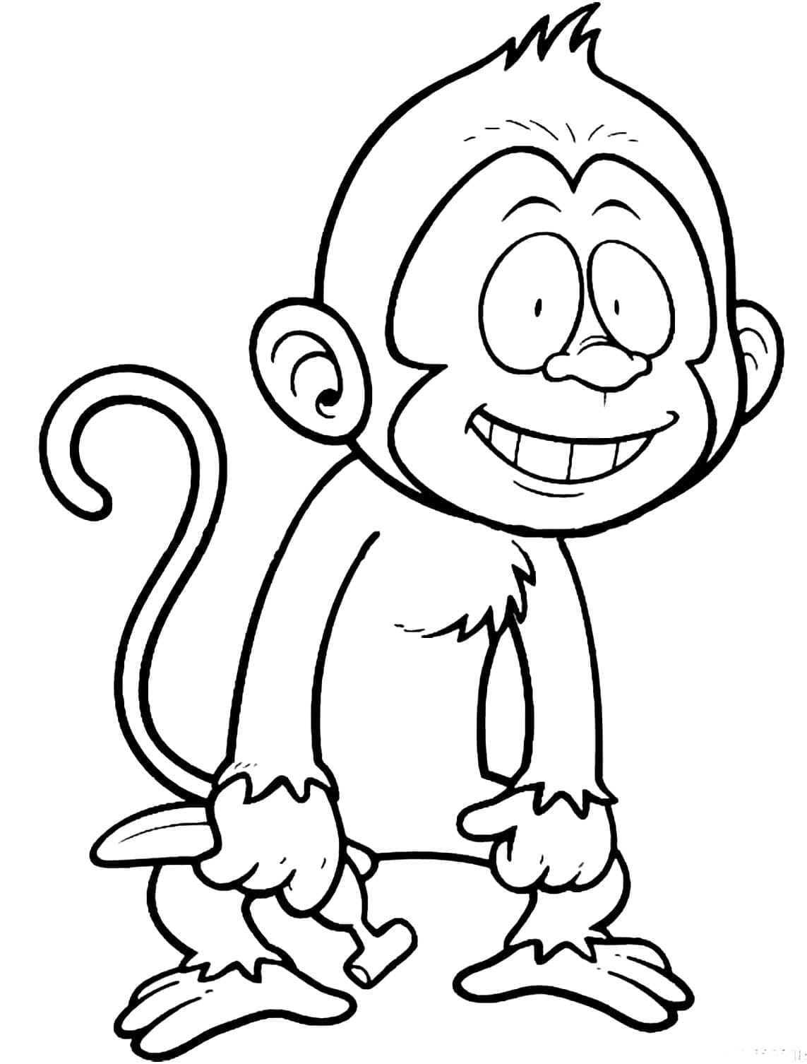 Desenho de um Macaco Sorridente para Colorir