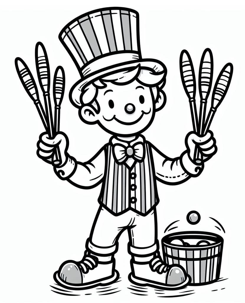 Desenho de Malabarista Fofo para Colorir