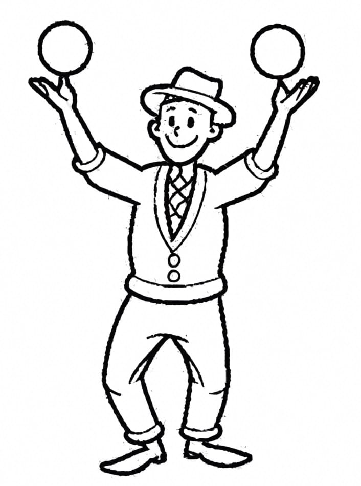 Desenho de Malabarista Grátis para Colorir