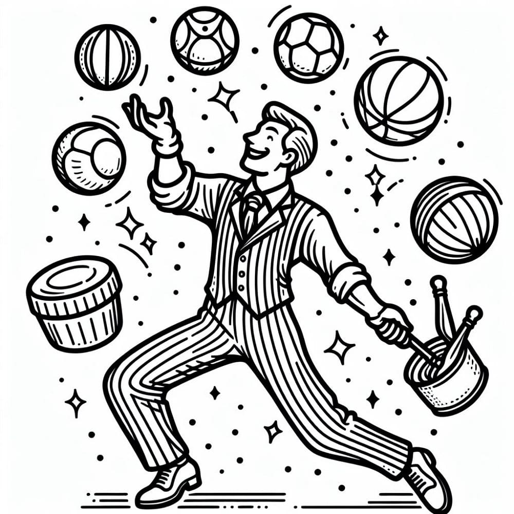 Desenho de Malabarista Incrível para Colorir