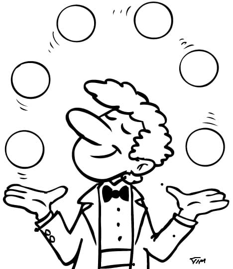 Desenho de Malabarista Sorridente para Colorir