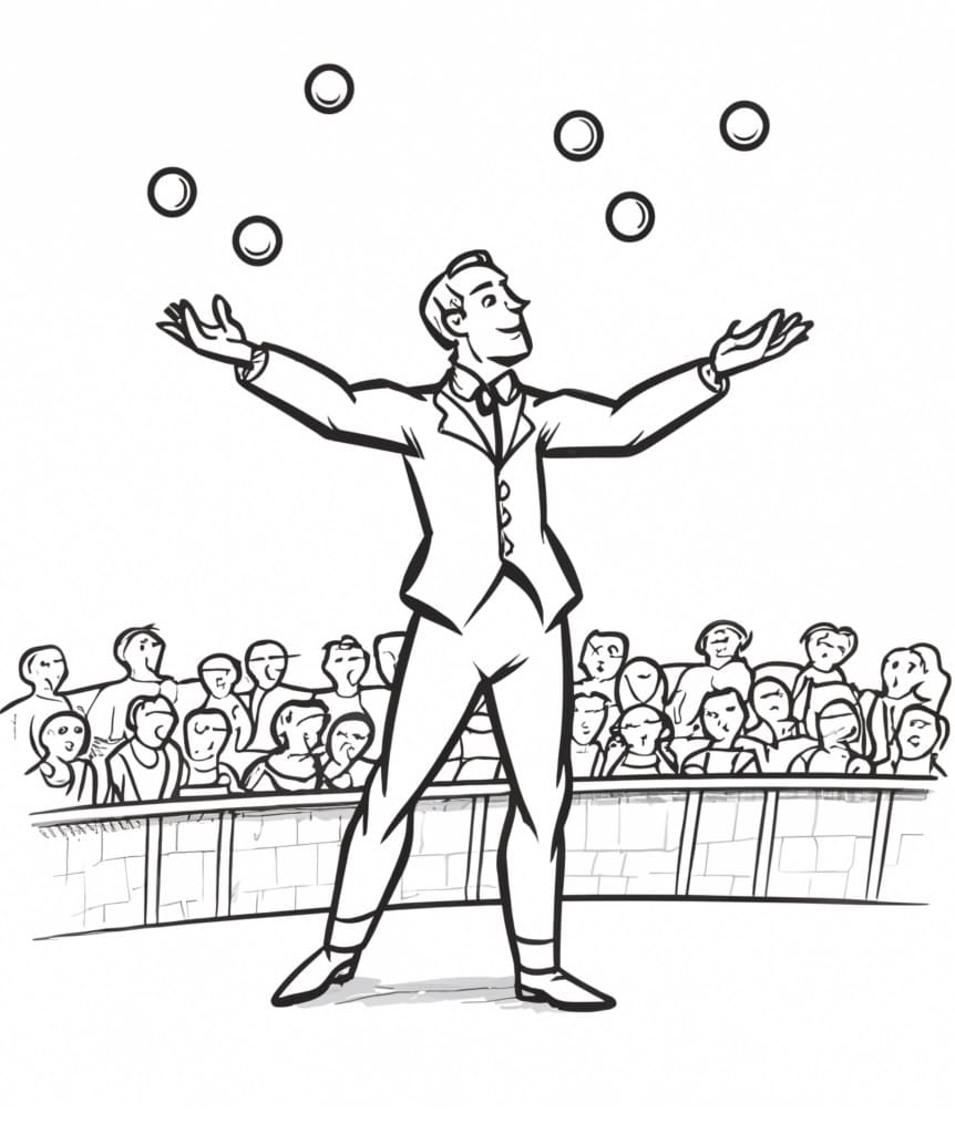 Desenho de Show de Malabaristas para Colorir