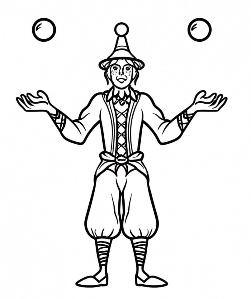 Desenho de um Malabarista para Colorir