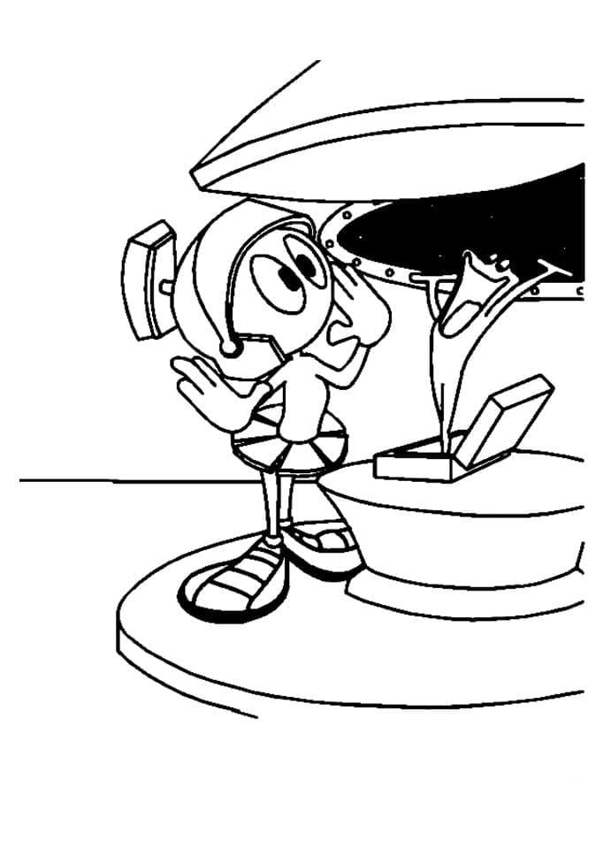 Desenho de Marvin o Marciano Surpreso para Colorir