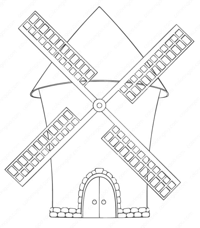 Desenho de Moinho de Vento Bonito para Colorir