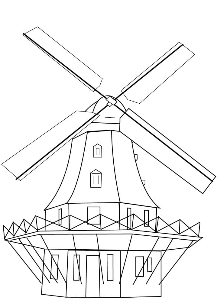 Desenho de Moinho de Vento de Pedra para Colorir