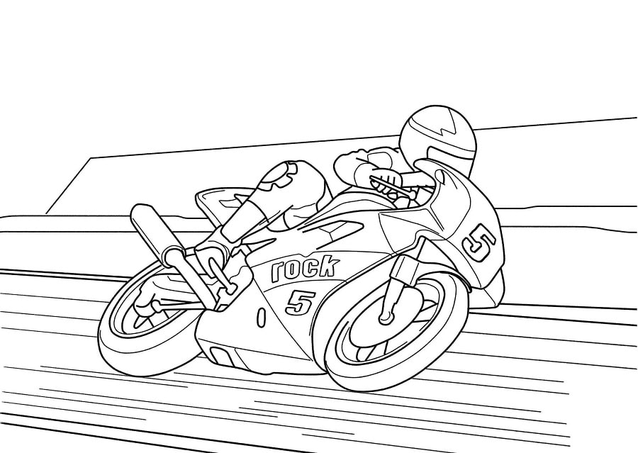 Desenho de Corrida de Moto Profissional para Colorir