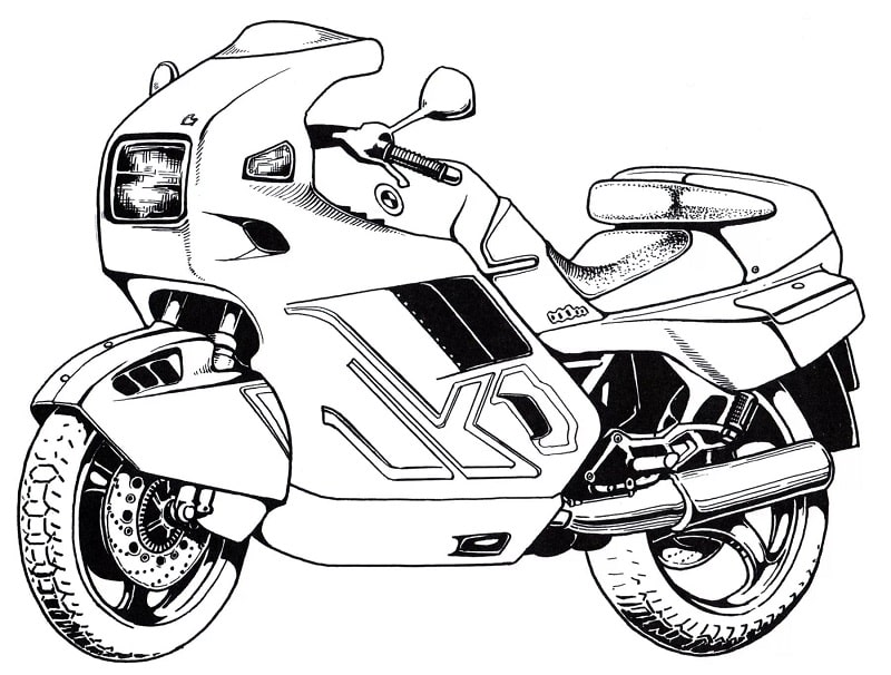 Desenho de Moto com Muitos Detalhes para Crianças para Colorir