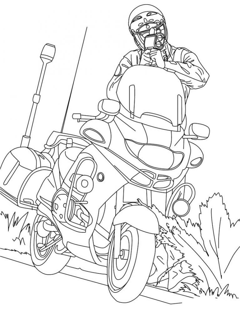 Desenho de Moto da Polícia para Colorir