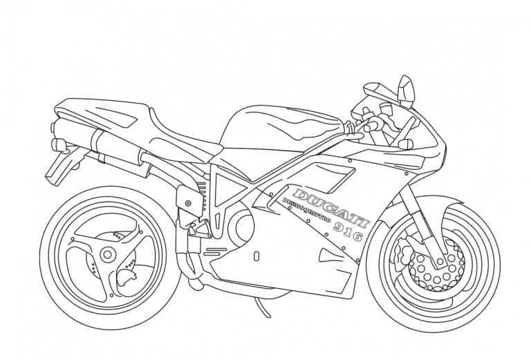 Desenho de Moto Ducati para Colorir
