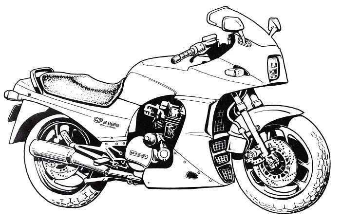 Desenho de Moto Realista Grátis para Colorir