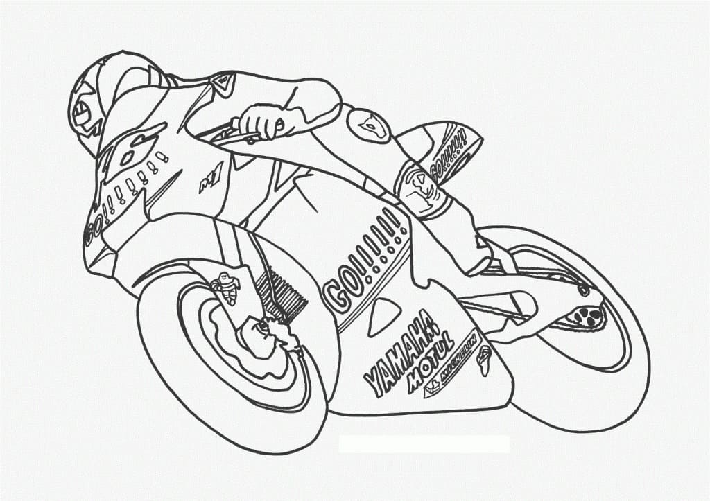 Desenho de Motocicleta em Corrida Profissional para Colorir