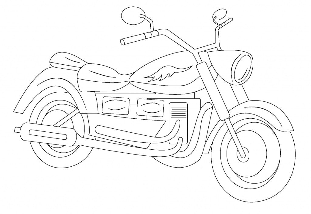 Desenho de Motocicleta para Desenhar Fácil e Colorir