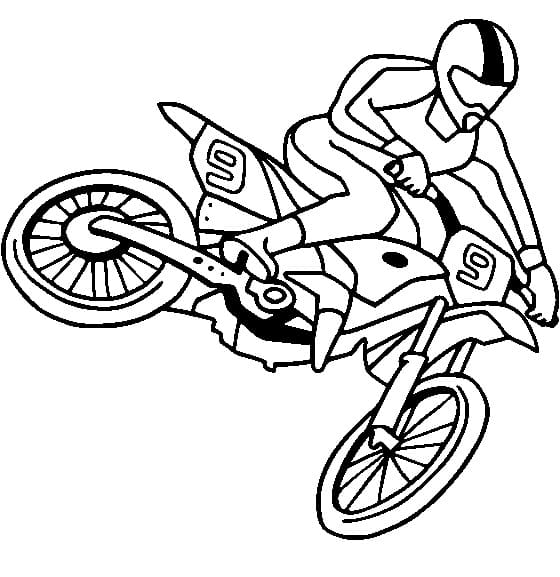 Desenho de Motocross Grátis para Crianças para Colorir
