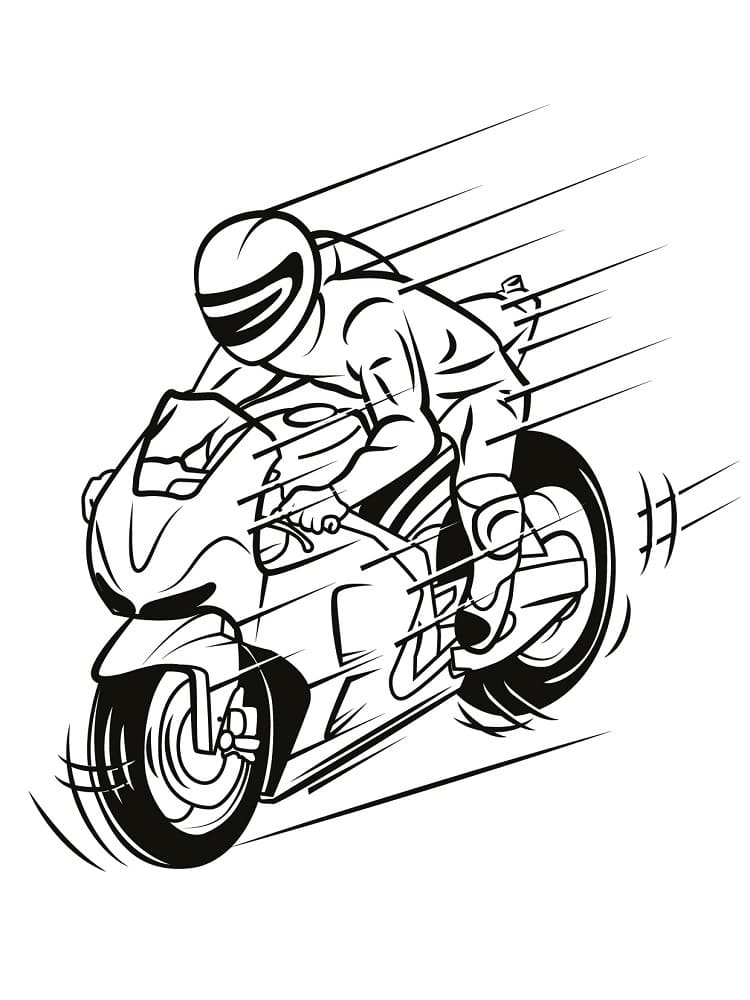 Desenho de Piloto de Moto para Colorir