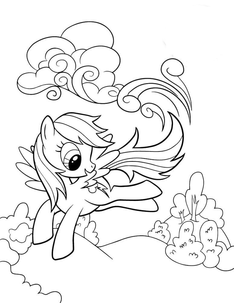 Desenho Adorável Rainbow Dash para Colorir