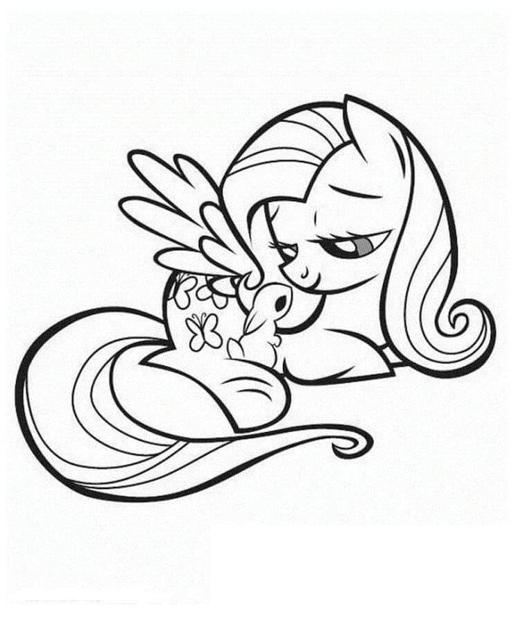Desenho de Fluttershy e Coelho para Colorir