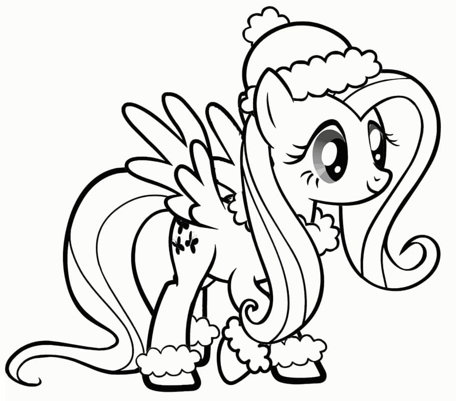 Desenho de Fluttershy no Inverno para Colorir