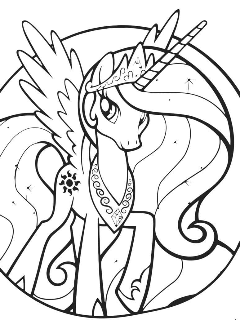 Desenho de Princesa Celestia Fofa para Colorir