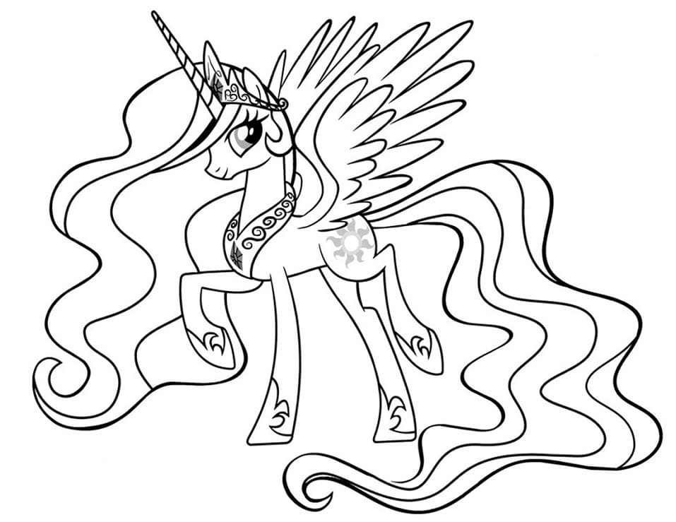 Desenho de Princesa Celestia Muito Fofa para Colorir
