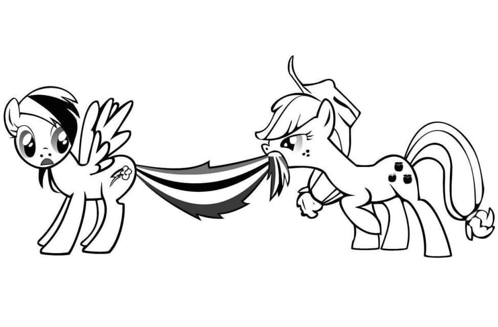 Desenho de Rainbow Dash e Applejack para Colorir