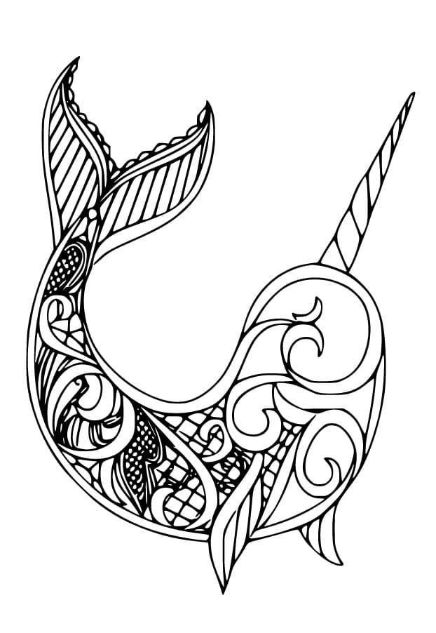 Desenho De Narval Para Adultos Para Colorir