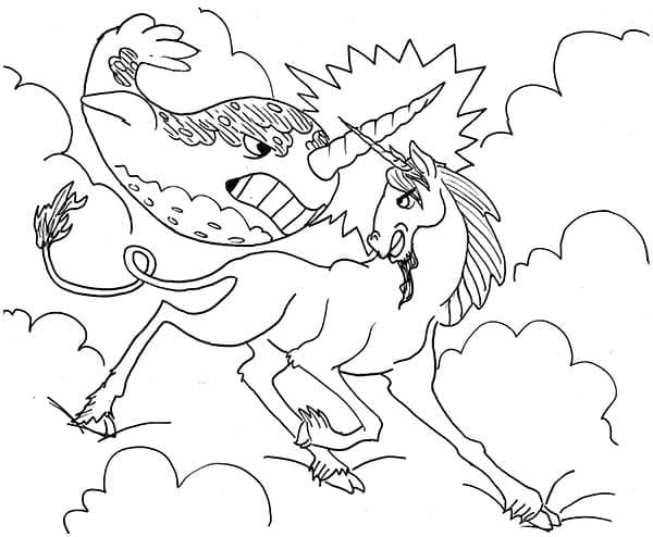 Desenho De Narval Vs Unicornio Para Colorir