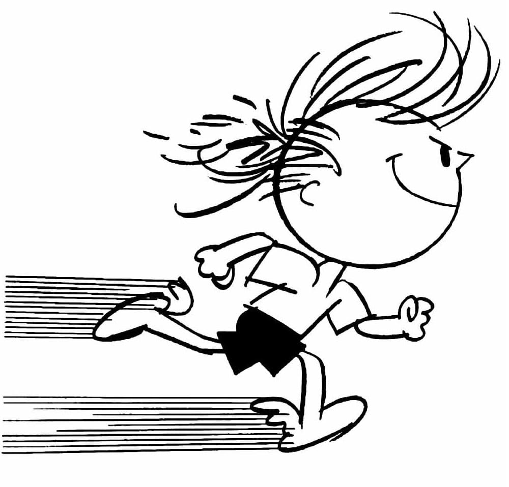 Desenho de Menino Maluquinho Correndo para Colorir