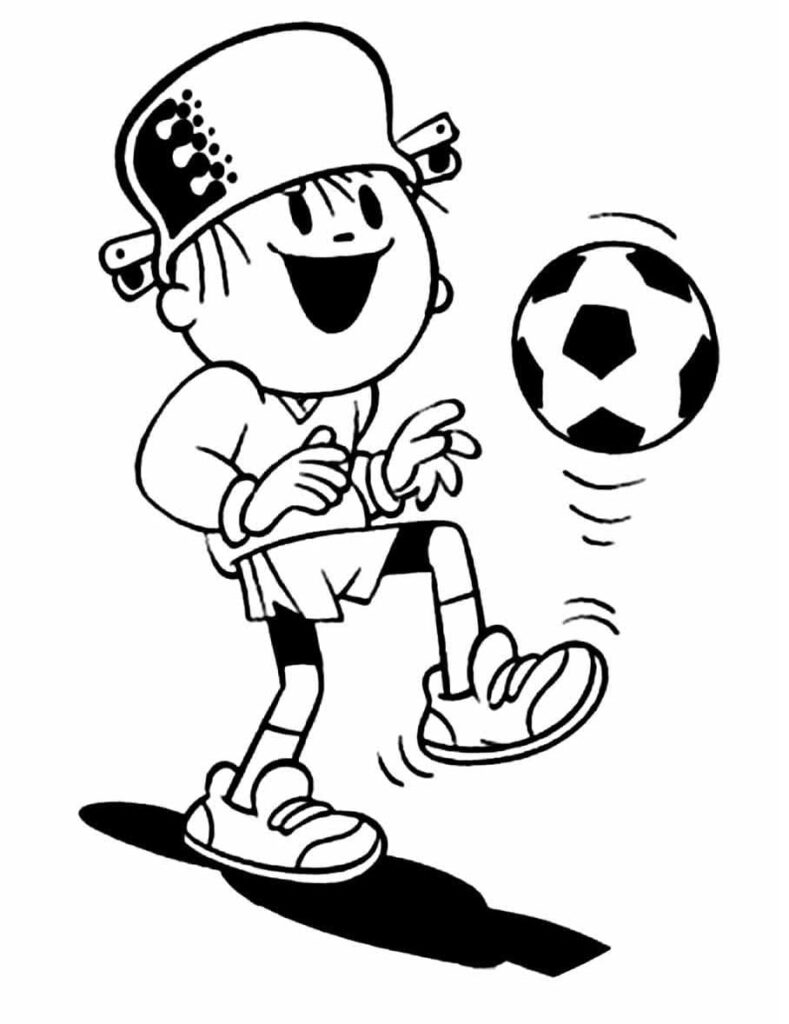 Desenho de Menino Maluquinho Jogando Futebol para Colorir