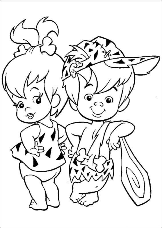 Desenho Pedrita e Bambam para Colorir