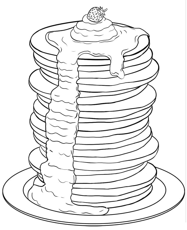 Desenho Panqueca com Frutas para Colorir