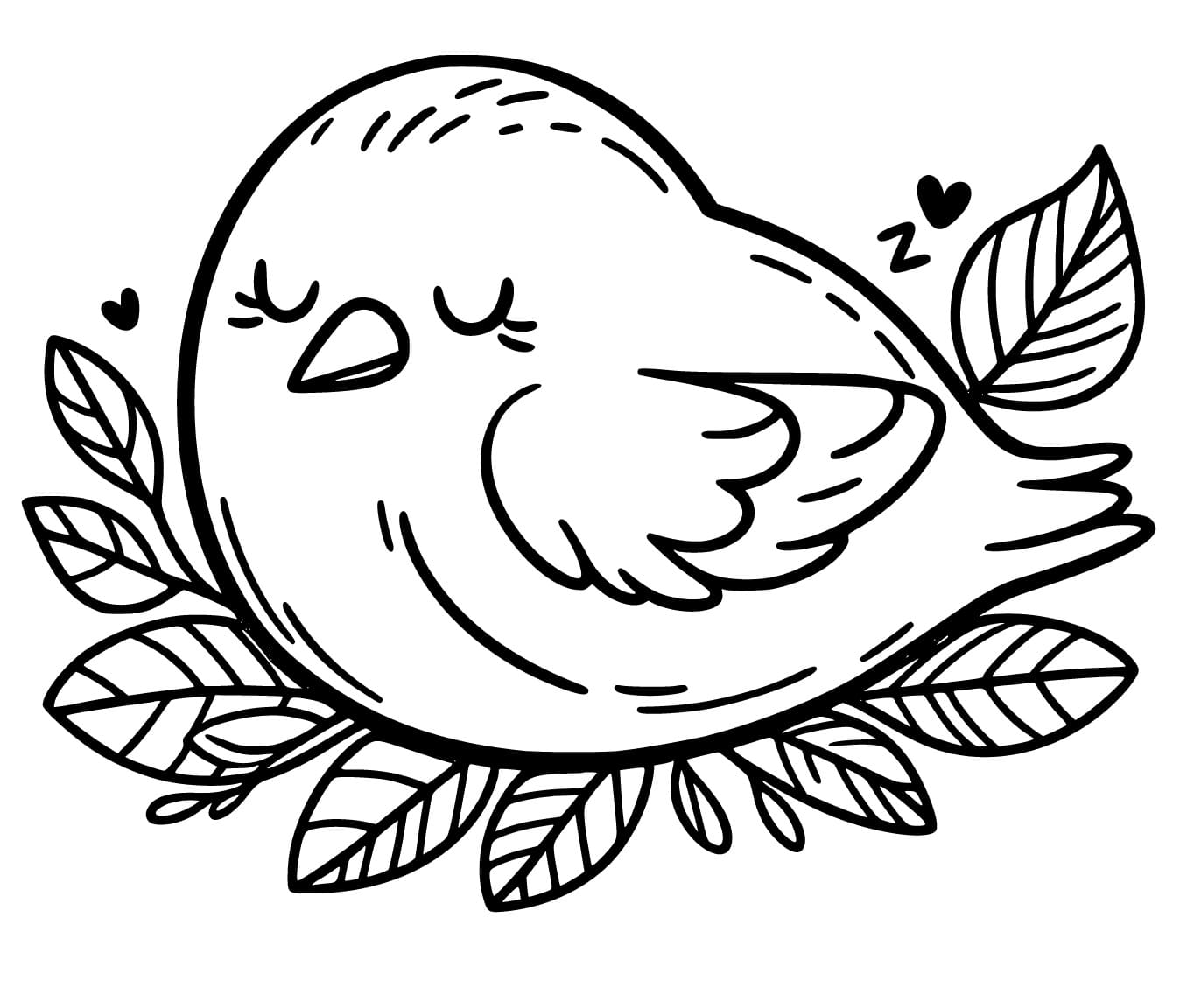 Desenho de Pássaro Dormindo para Colorir