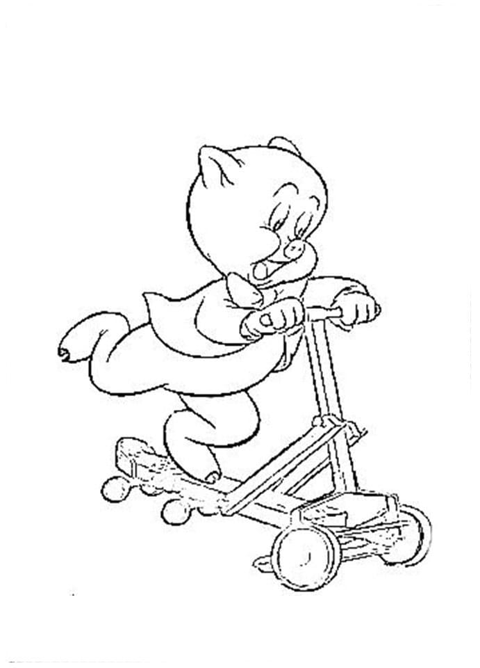 Desenho de Gaguinho no Patinete para Colorir