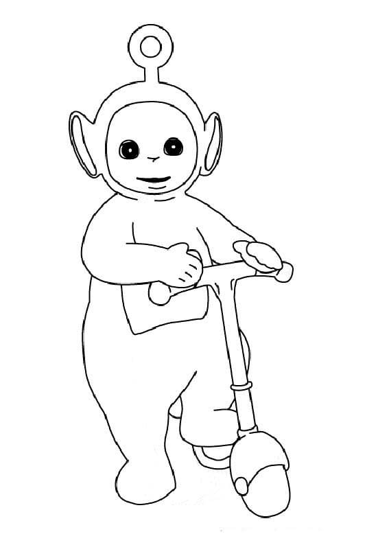 Desenho de Pó Teletubbies no Patinete para Colorir