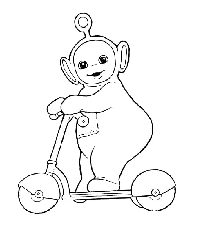 Desenho de Teletubbies no Patinete para Colorir