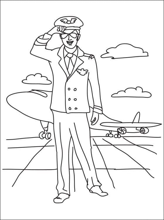 Desenho de Piloto para Colorir Giz de Cera