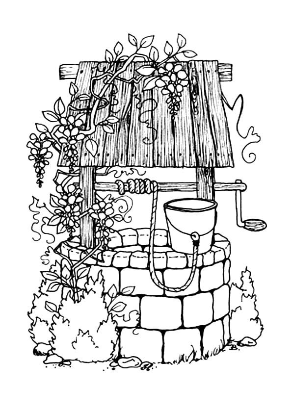 Desenho de Poço Bonito para Colorir