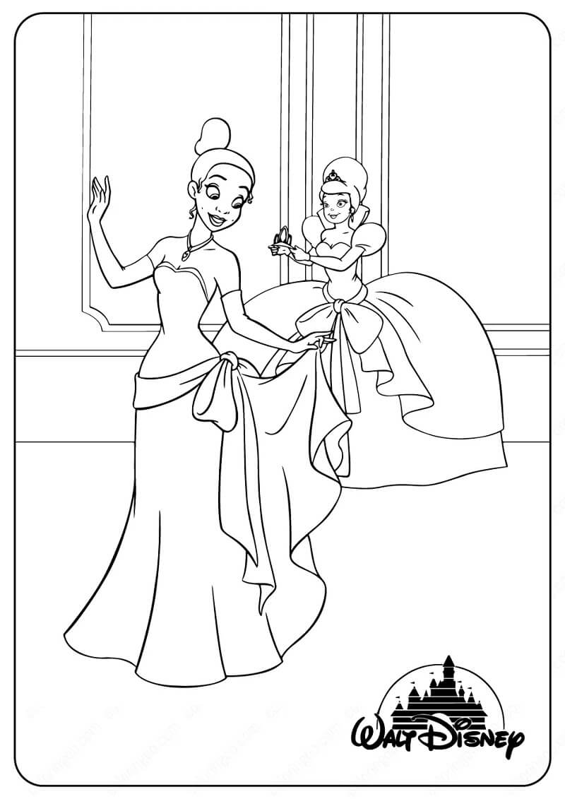 Desenho de Princesa Tiana Download para Colorir